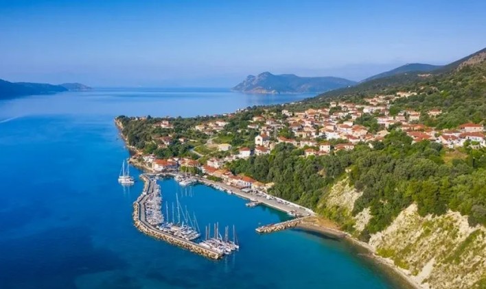 Aerial view of Kalamos harbor