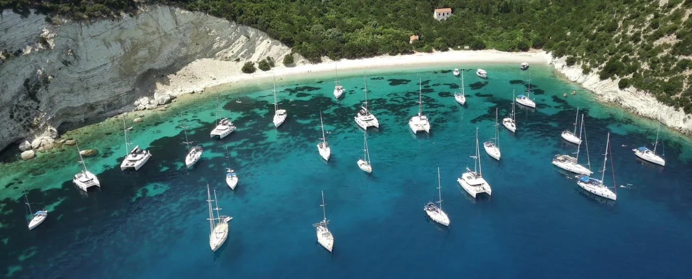 Aerial drone photo of one house bay in Atokos.