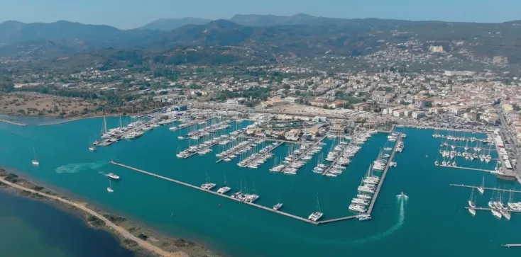 Aerial view of Lefkada D-Marin, Lefkada, Ionian Islands.