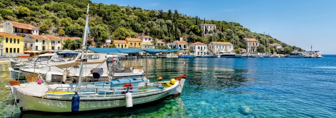 A fishing boat in Kioni harbor, ionian islands.
